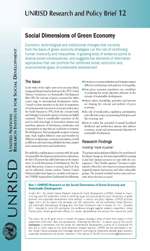 Social Dimensions of Green Economy (Research and Policy Brief)